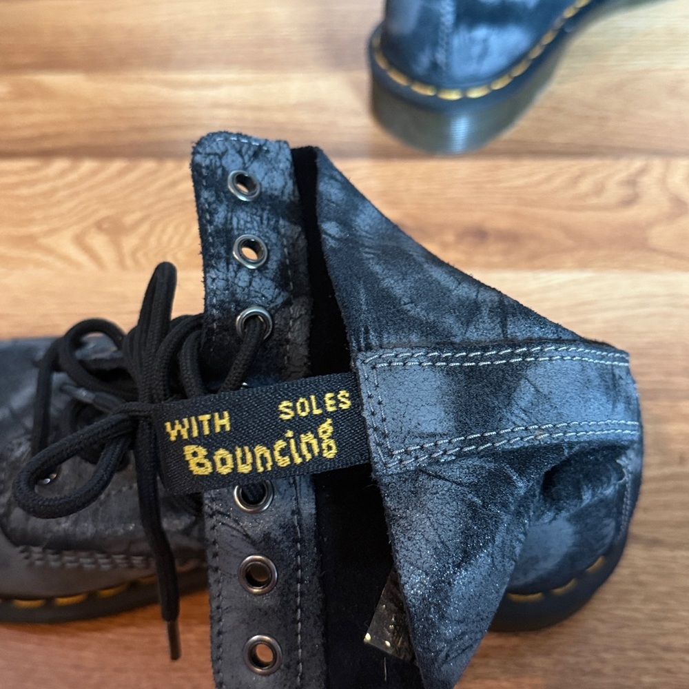 Dr. Martens Black and Gray Lace-Up Boots - Picture 6 of 7